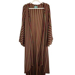 Judith March Knit Cardigan Sweater Red M Striped Boho Indie Folk Funky Disco Art